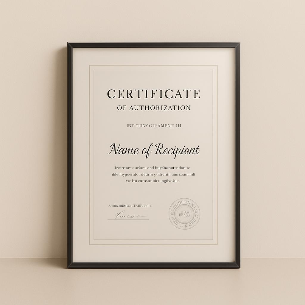 Ventana de Certificate of Authorization Authenticidade da Restaurant.